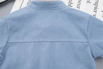 New Summer Baby Boys Denim Clothing Children Casual Short Sleeve Shirt Shorts 2Pcs/Set Kids Sportswear Toddler Fashion Wear