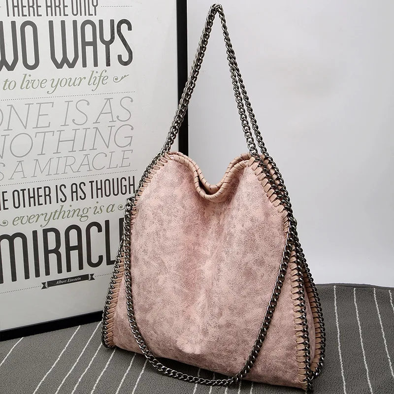 Fashion New Women's Chain Shoulder Bag Large Capacity Crossbody Tote Bag Female Foldable Solid Color Handbags Shopping Bags