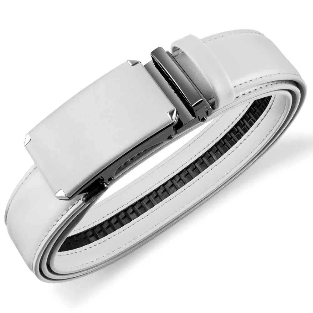 Multicolor Genuine Leather Men's Belts Fashion Business Automatic Buckle Straps Ratchet Cow Leather Waistband 3.5cm Width