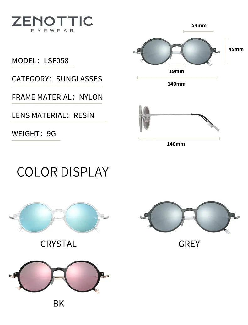 Nylon Titanium Sunglasses Men Retro Small Round Driving Polarized Sun Glasses for Women Mirrored UV400 Shades Eyewear