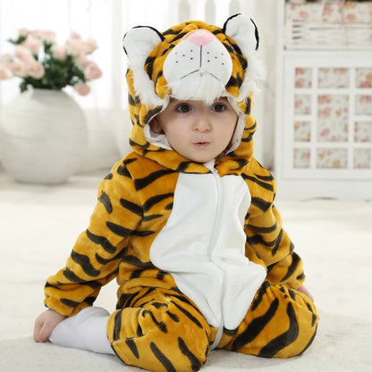 Infant Toddler Dalmatian Dog Lion Tiger Dinosaur Costumes Baby Boys Girls Kigurumi Cartoon Animal Romper Halloween Purim