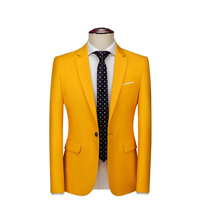 Bright Green Single Button Men's Blazer, Asian Size Slim Suit Jacket, Wedding Dress Coat, White and Black Tops.