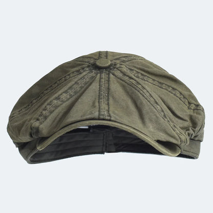 Washed Cotton Newsboy Cap Peaky Octagonal Hat Vintage Casual Cap Solid Berets Visor Gatsby Flat Ivy Hat