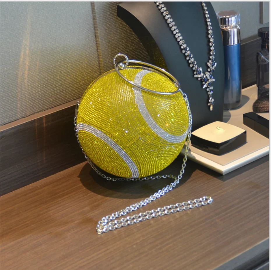 Lady Yellow Pink Black Diamond Day Clutches Rhinestone Pearl Evening Bag Circular Shaped Chain Shoulder Handbags For Party Purse