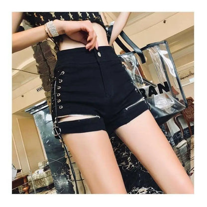 Women Designer Shorts Bandage Zipper Sexy Hot Girls Club-wear Harajuku Slender Denim Hipster Teenagers Summer Popular All-match