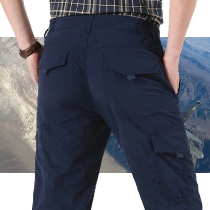 2024 Men's Tactical Casual Pants Thin Breathable Summer Casual Long Trouser Male Slim Waterproof Quick Dry Pocket Cargo Pants