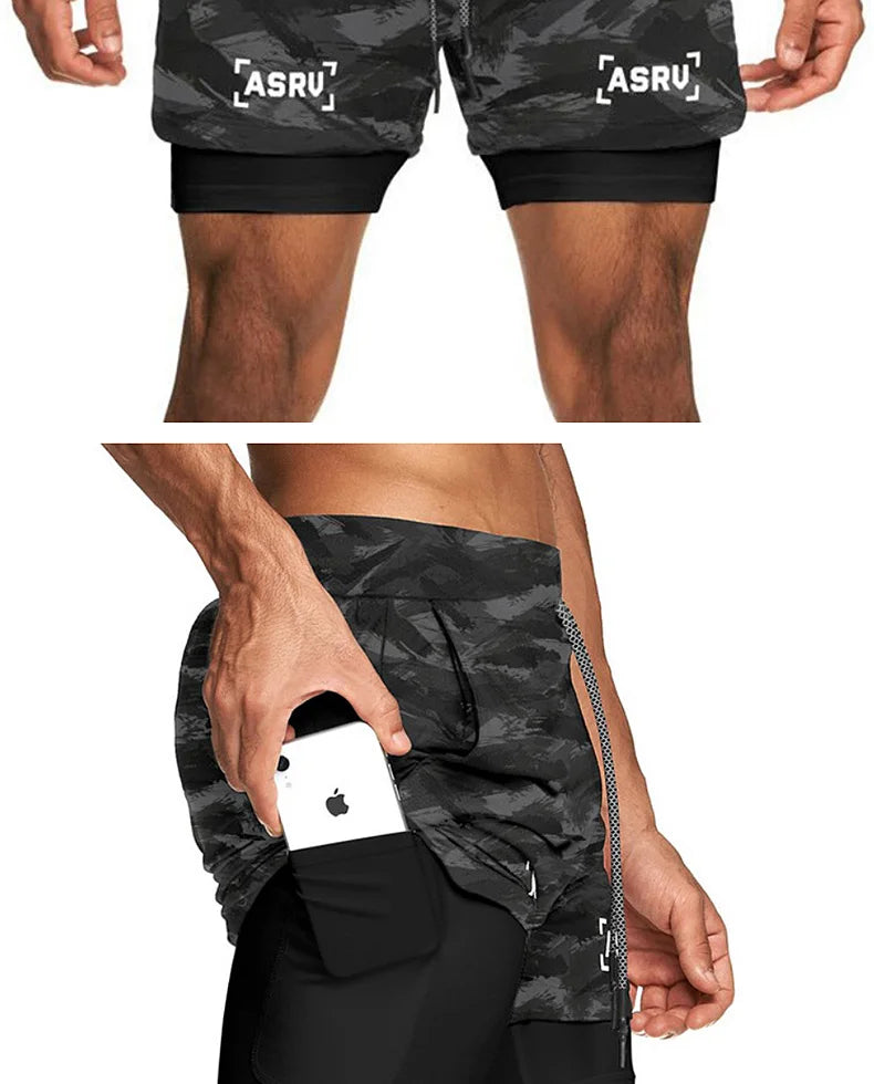 Men's Summer Quick Dry Running 2 in 1 Shorts Sports Jogger Short Pants Male Gym Fitness Training Sweatpants Plus Size M-5XL