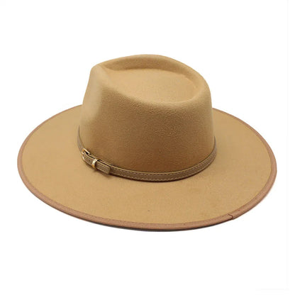 Women Hats khaki Camel  Wide Brim Felt Fedoras Hats Wool Vintage Dress Formal Church Hat Fashionable Jazz Hats