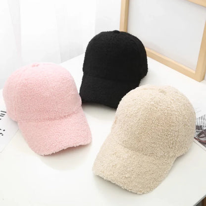 Autumn Winter Baseball Cap Women Artificial Lamb Wool Hats Version Tide  Warm Cap Plush Baseball Caps Spring Baseball Cap