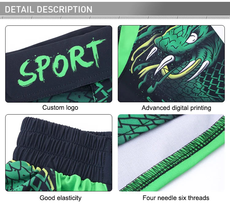 Training Fight Shorts Men's Boxing MMA Combat BJJ Grappling Fitness Muay Thai Kickboxing No Gi Shorts With Sublimation Printed
