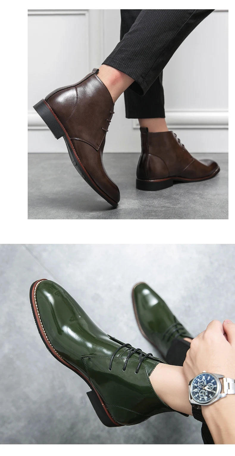 Mayba Pointed Leather Shoes Men Casual Shoes Ankle Boots Size 38-48