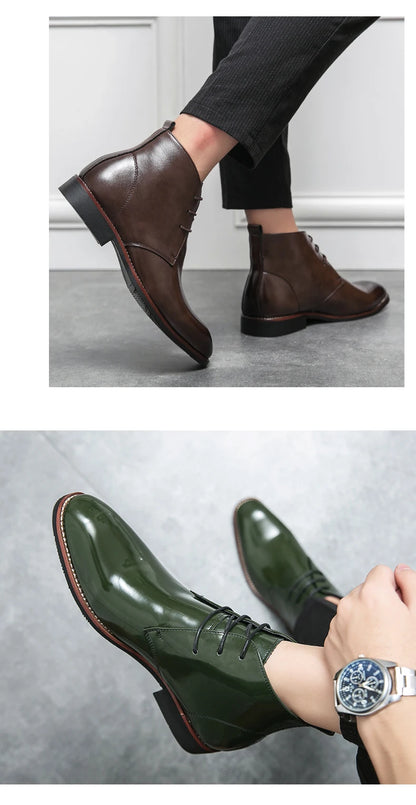 Mayba Pointed Leather Shoes Men Casual Shoes Ankle Boots Size 38-48