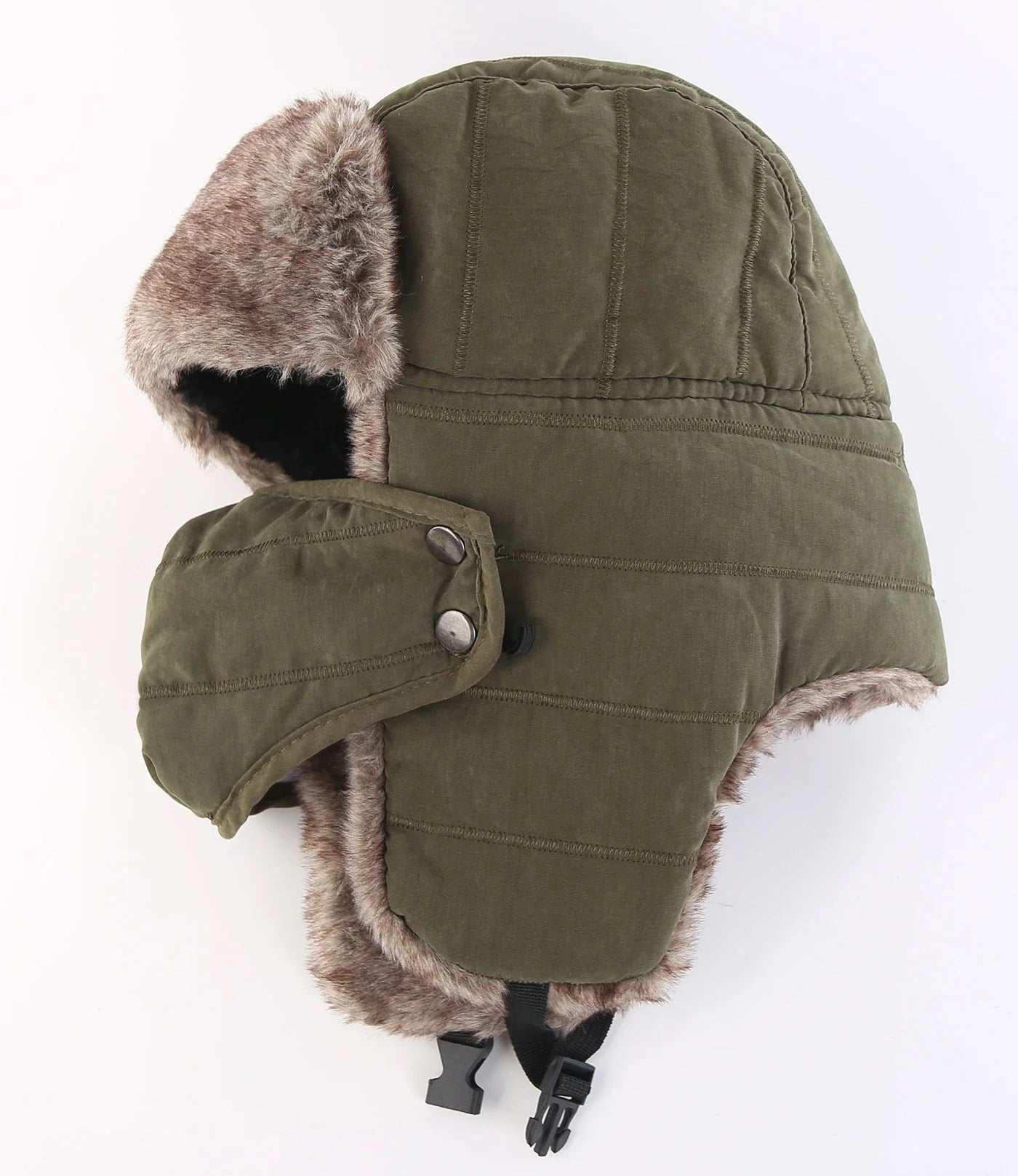 Men's Warm Chunky Trapper Hat Removable Windproof Winter Russian Hats with Mask Ushanka Hat