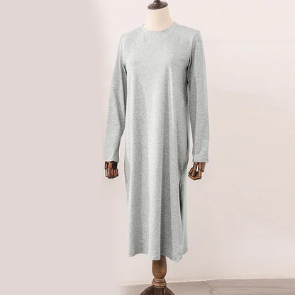 Original Casual 94% Cotton Summer Women's Dresses Solid Short Sleeve Spilt Long Midi Dress Fashion Sundress Female Clothing