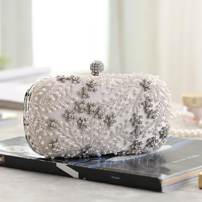 Women's Clutch Bag Crystal Pearl Clutch Purse Luxury Handbag Embroidery Evening Bag Wedding Bag for Bridal Shoulder Bag ZD1529