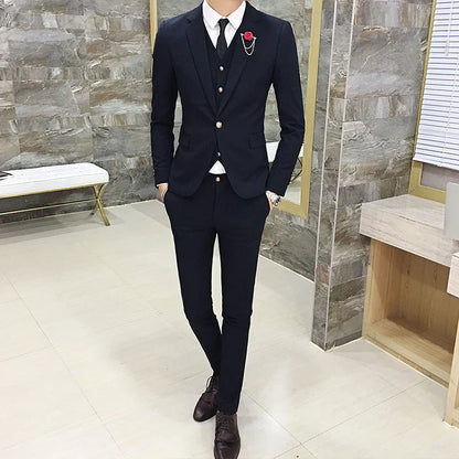 Men's Suits High Quality Wedding Groom Tuxedos Single Button Slim Fit Business Prom Dress Men's Formal Dress Suits