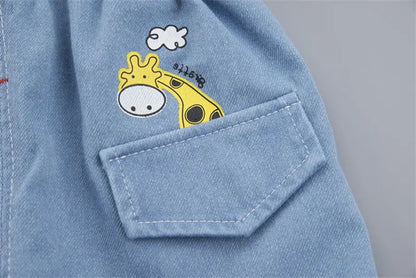 New Summer Baby Boys Denim Clothing Children Casual Short Sleeve Shirt Shorts 2Pcs/Set Kids Sportswear Toddler Fashion Wear