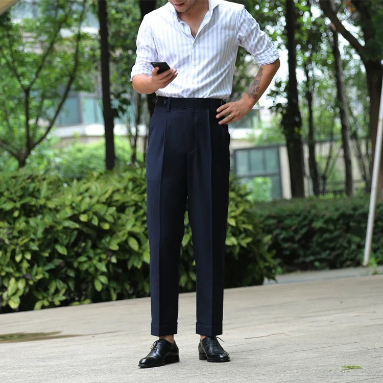 Custom Made Black/White Pants Straight-Fit Trousers Mens/Bridegroom/Best Man Wedding/Evening Plain Front Pant KZ11