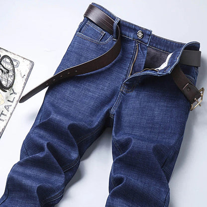 2024 New Jeans Brand Autumn Winter Jeans Warm Flocking Warm Soft Men Activities Warm Fleece Men Jeans Black Blue  Colors