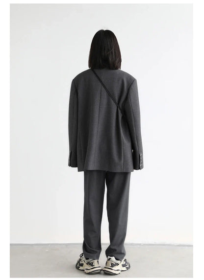 Simple Casual Women Twill Suit Pants Wide Leg Pants Straight Floor Pants Office Ladies Female Trousers
