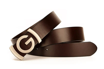 New Wide 34mm Male belt Famous Style Metal G Buckle Brand Women Belt Genuine Leather business Luxury Belts for Men Strap jeans