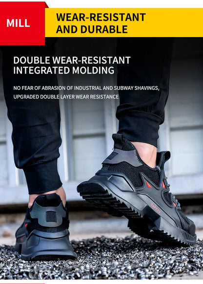 Men's Work Safety Shoes Steel Toe Construction Boots Sneakers Breathable Lightweight Indestructible Industry Shoes Male Footwear