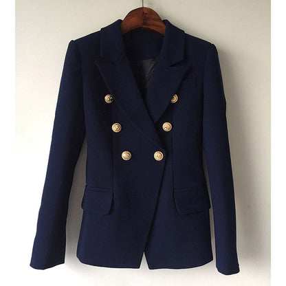 Pink Blazer Women TOP QUALITY Coat 2025 White Slim Blazer Jacket Female Double Breasted Metal Lion Buttons Women Blazers Tops