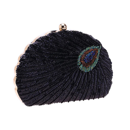 Shell Shape Women's Clutch Bag Sequin Purses and Handbags Luxury Designer Retro Embroidery Evening Bag Female Party Handbag Z079