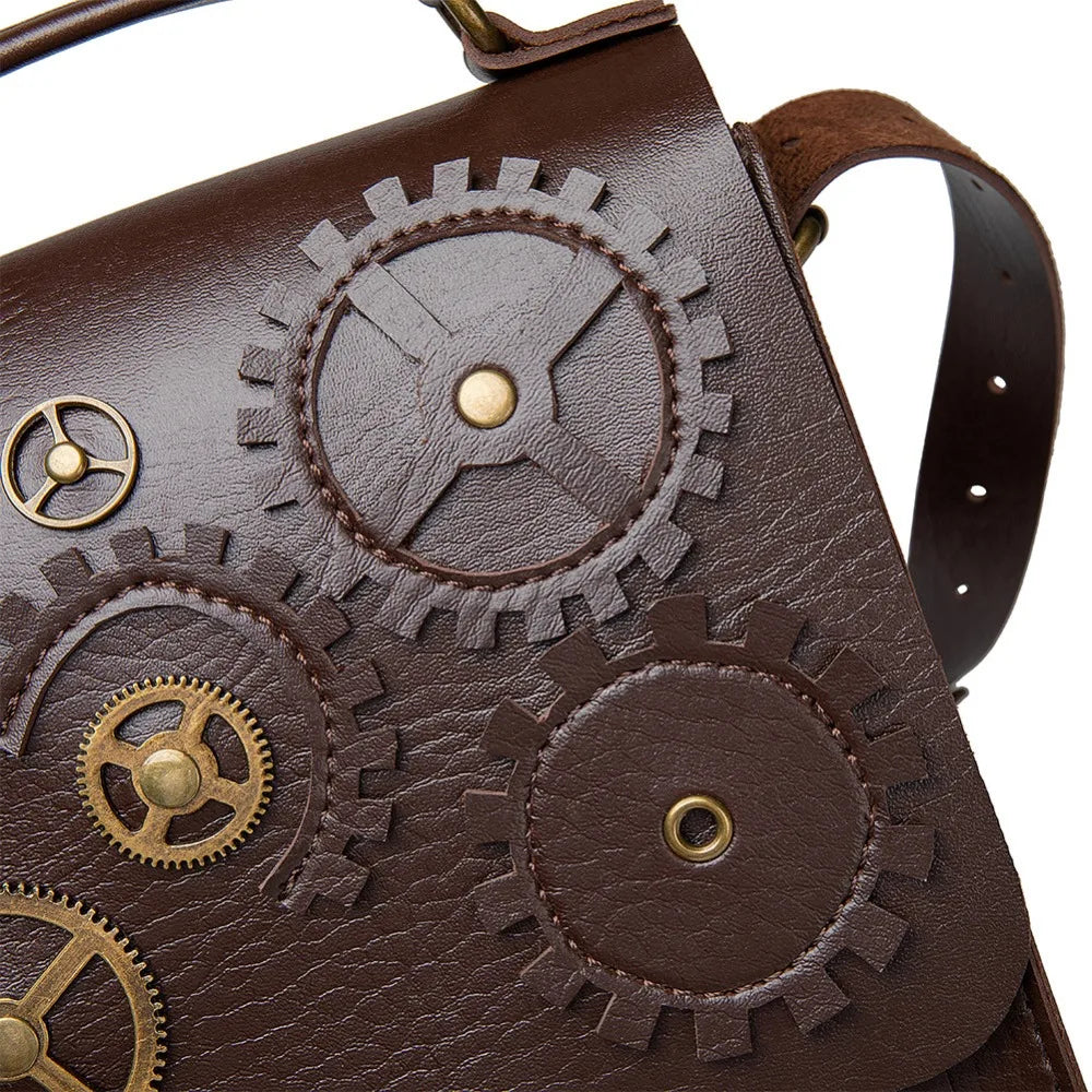 Norbinus Steampunk Single Shoulder Bags Vintage Women Handbags Gothic Messenger Crossbody Bag Ladies Rivet Top-Handle Bags Pack
