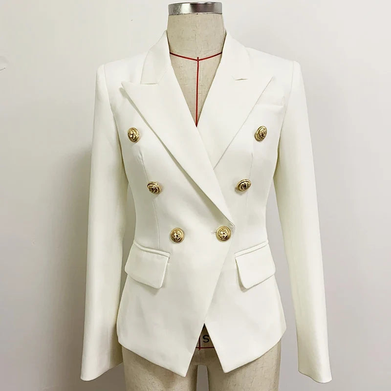TOP QUALITY New Fashion 2026 Designer Jacket Women's Classic Double Breasted Metal Lion Buttons Blazer Outer Size S-5XL