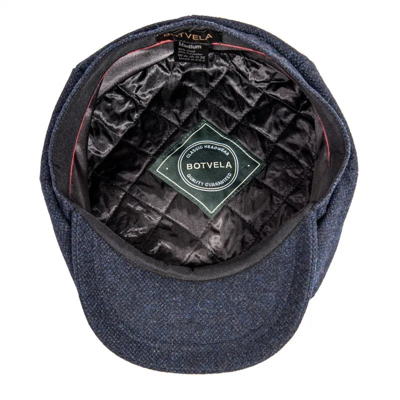 Men's 8 Piece Wool Blend Newsboy Flat Cap Gatsby Retro Hat Driving Caps Baker Boy Hats Women Boina 005
