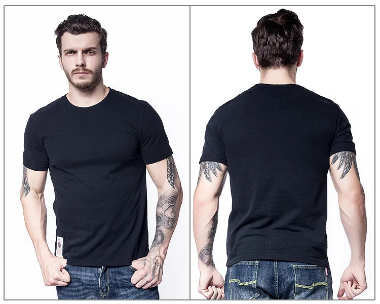 Men's Solid T-shirt Cotton t shirt Men Causal O-neck Basic Tshirt Male High Quality Classical Tops