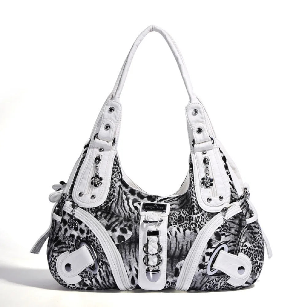Vintage Women Handbags Fashion Leopard Shoulder Bag Top-handle Handbag Satchel Dumpling Shoulder Bag Tote Hobos Large Purse