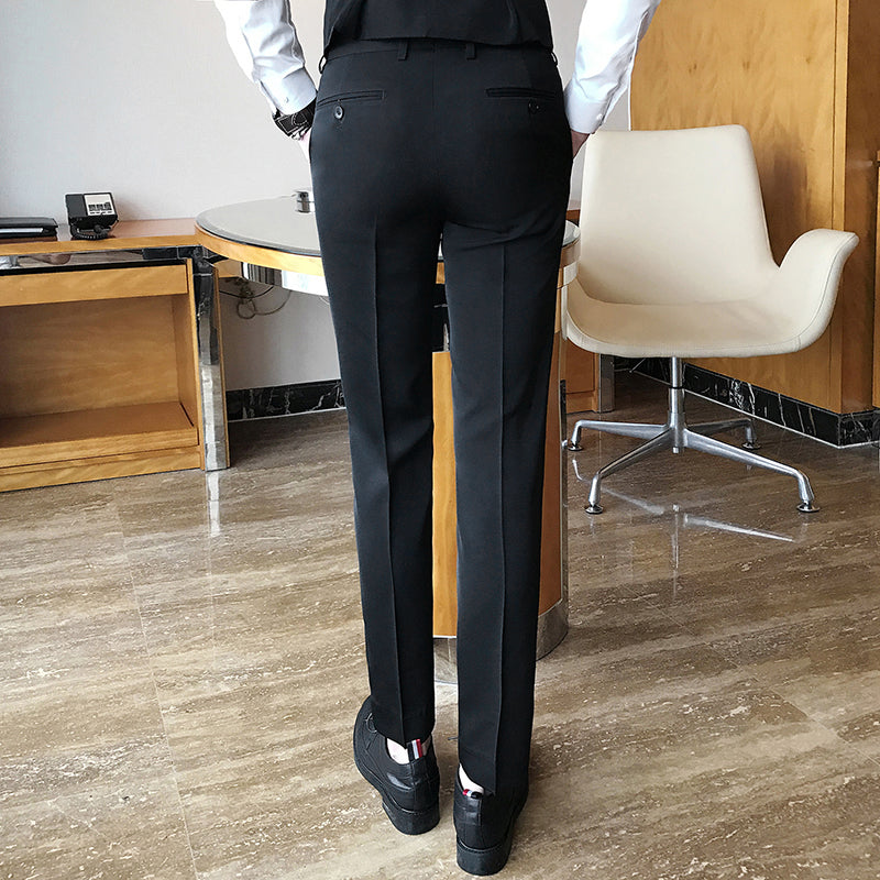 Spring and Summer Men's Trousers, Fashion Pure White Pants , Fashion Japan Style Simple Business Casual Trousers Men