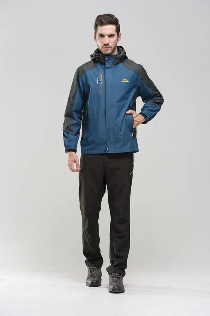 Camping Hiking Jacket Men Autumn Outdoor Sports Coats Climbing Trekking Windbreaker Travel Waterproof Jackets Black