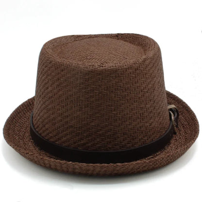Men Women Classical Straw Pork Pie Hats Fedora Sunhats Trilby Caps Summer Boater Beach Outdoor Travel Party Size US 7 1/4 UK L