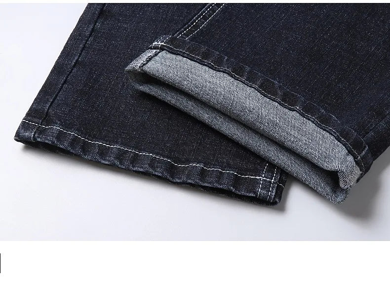2026 Straight Elastic Cotton Jeans Men Fashion Business Classic Style Jean Denim Pants Trouser