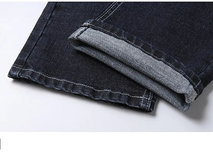 2026 Straight Elastic Cotton Jeans Men Fashion Business Classic Style Jean Denim Pants Trouser