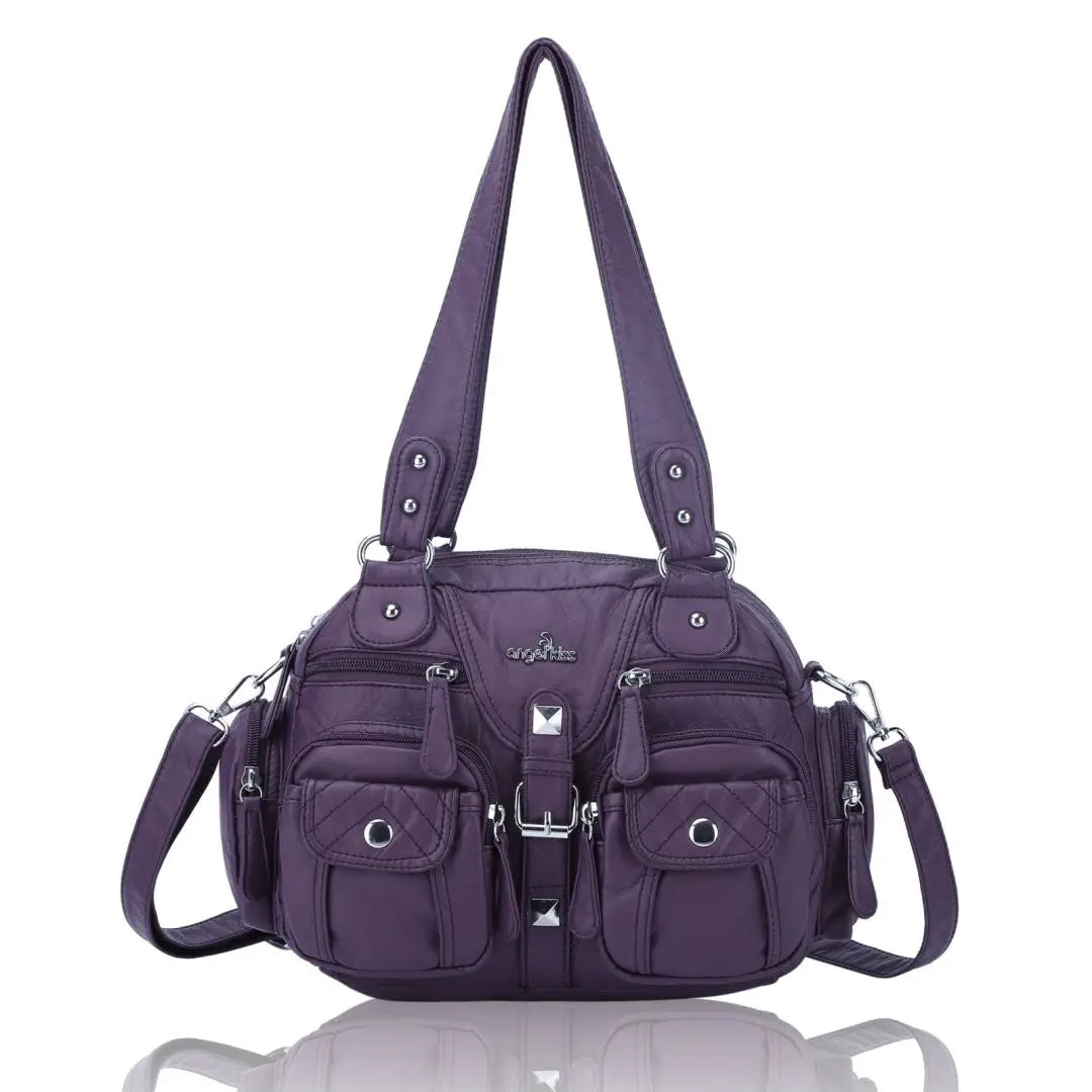 Vintage Bag Women Small Handbags Satchel Top-handle Handbag PU Shoulder Bag Fashion Dumpling Pack Multi-pockets Shoulder Bags