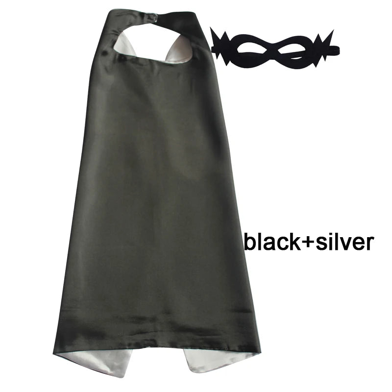 Superhero Capes with Mask REVERSIBLE Two Colored Child Cape Birthday Party Favor Satin Solid Capes Boys Girls Satin Capes