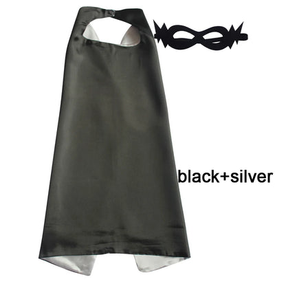 Superhero Capes with Mask REVERSIBLE Two Colored Child Cape Birthday Party Favor Satin Solid Capes Boys Girls Satin Capes