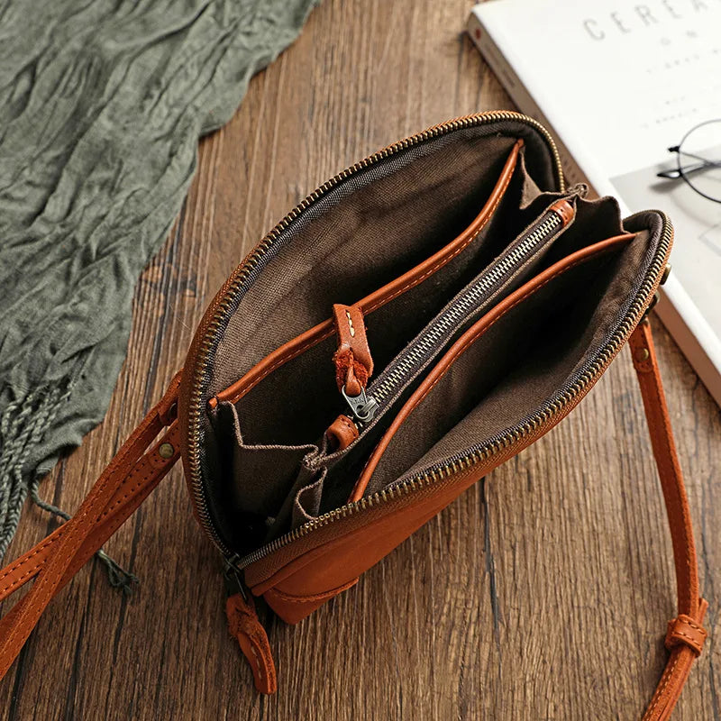 Simple Genuine Leather Women Small Bag Leisure Natural Soft Cowhide Solid Color Versatile Shoulder & Crossbody Bags