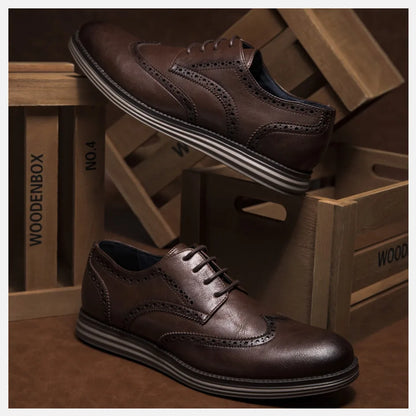 Genuine Leather Dress Shoes Comfy Men Casual Shoes Smart Business Work Office Lace-up Men Shoes