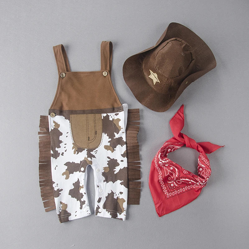 Cowboy Cow Boy Costume Rompers for Baby Boys Toddler Infant Halloween Christmas Birthday Party Cosplay Fancy Dress