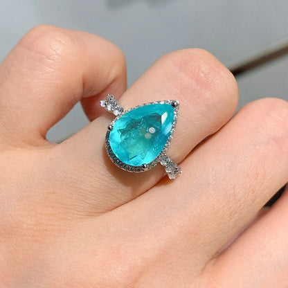 Luxury 925 Sterling Silver Paraiba Tourmaline Gemstone Earrings/Pendant/Necklace/Ring Wedding Jewelry Sets Wholesale