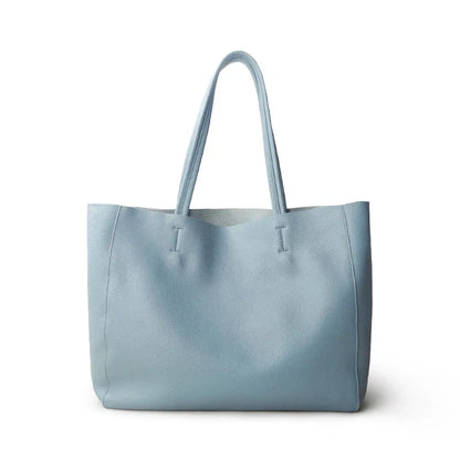 2023 New Women Deluxe Cowhide Genuine Leather Totes Handbag Lady Simple Soft Satchels Bag High Capacity Waterproof Shopping Bags