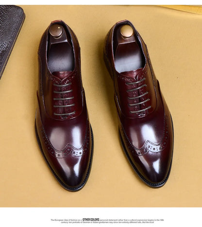 Full Grain Leather Men Retro Italian Design Men Brogues Genuine Leather Dress Shoes Handmade Wedding Shoes For Men