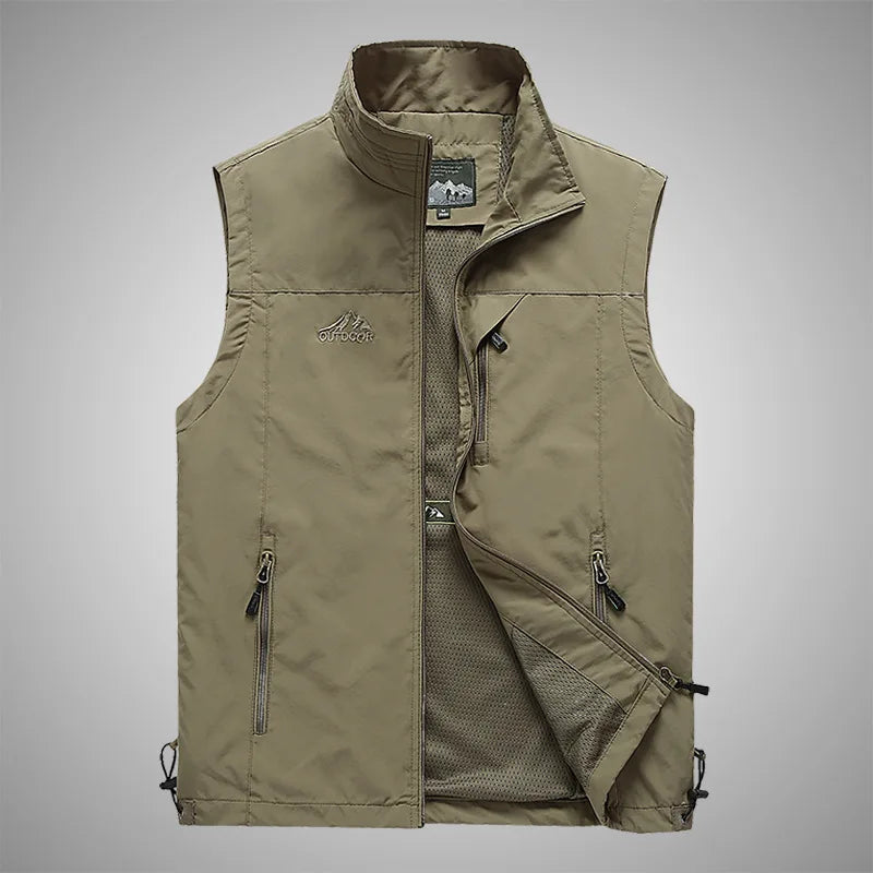 Spring New Men Waistcoat Outdoor Leisure Solid Color Vest Young Middle-aged Photography Fishing Casual Vest Jacket Male