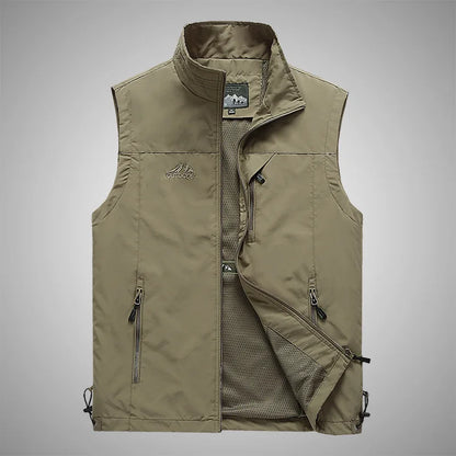 Spring New Men Waistcoat Outdoor Leisure Solid Color Vest Young Middle-aged Photography Fishing Casual Vest Jacket Male