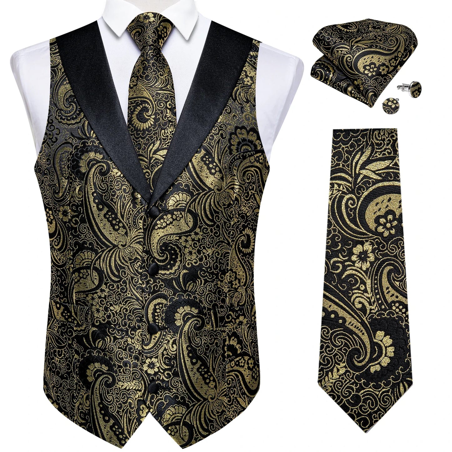 Men's Vest Blue Floral Suit Vest V Neck Tie Set For Wedding Party Brand Formal Dress Waistcoat Man Casual Sleeveless Jacket